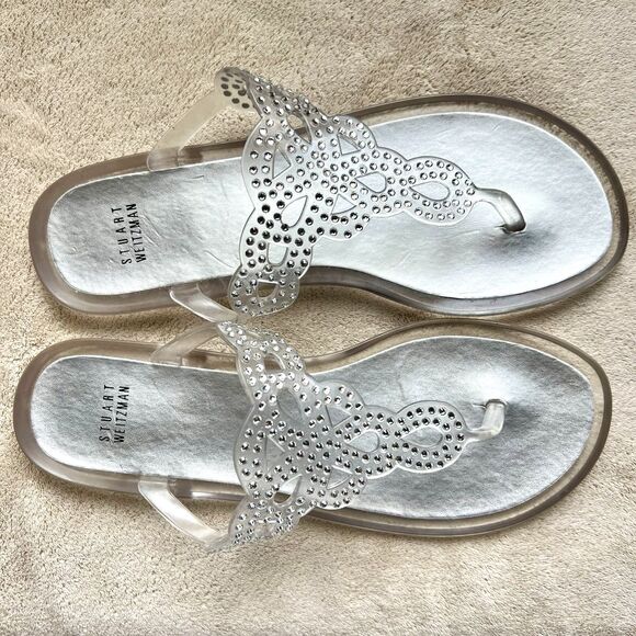 Stuart Weitzman Mermaid Clear Crystal Stones Jelly Sandal Women 9 Fit Like 8-8.5 - Picture 1 of 16